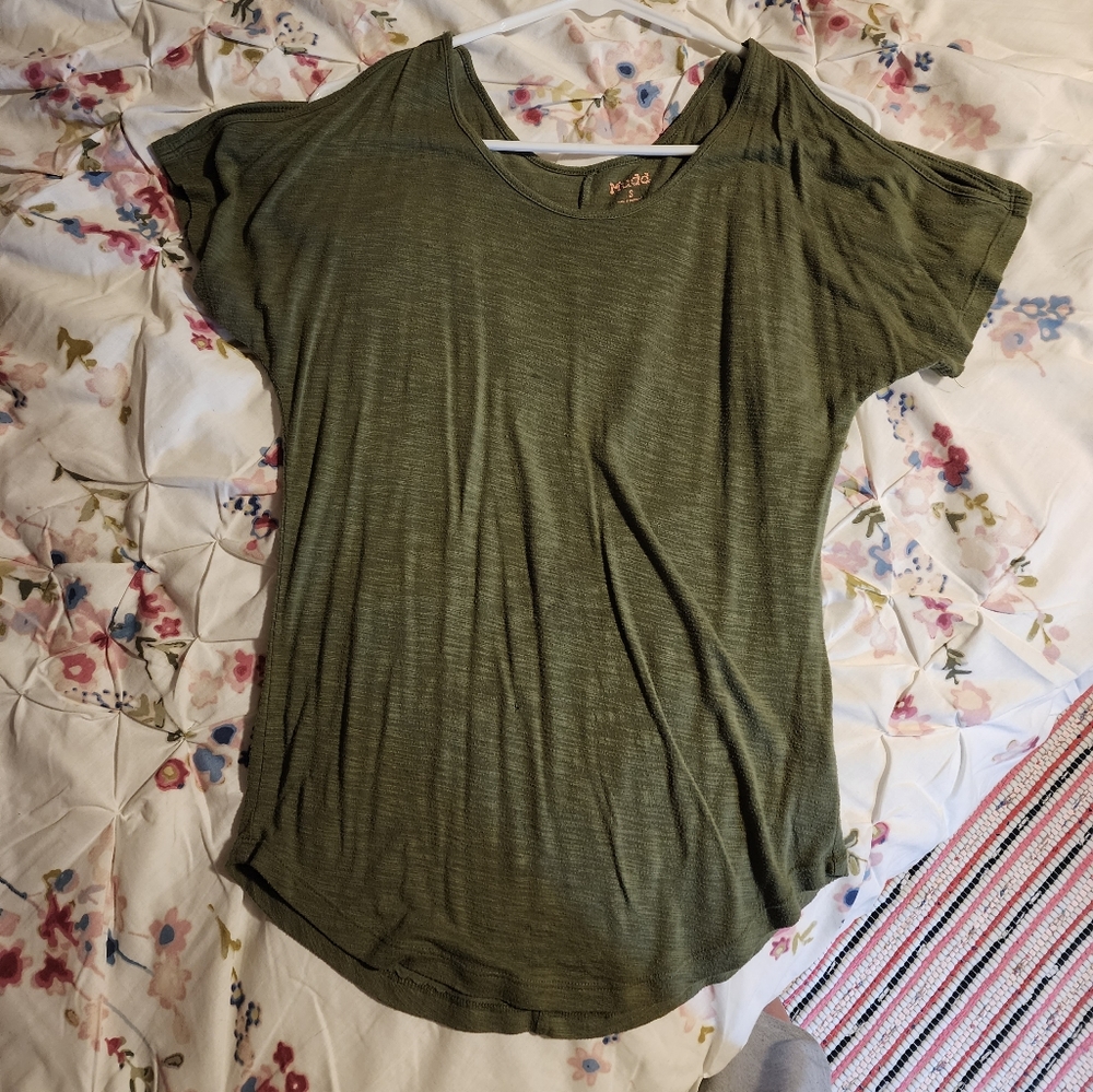 Mudd Open Shoulder Olive Top
